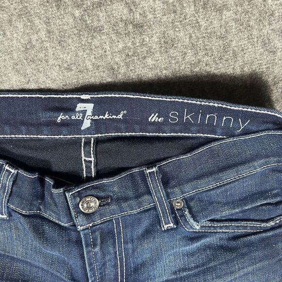 7 For All‎ Mankind Jean's Women's Size 28 The Skinny Dark Blue - Picture 2 of 8